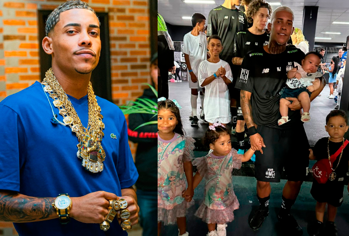 MC Poze do Rodo posta foto com filhos e brinca: "Vou fazer meu próprio time de futebol"