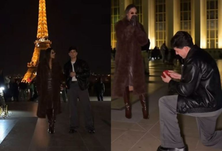 Léo Foguete aproveita aniversário e pede namorada em casamento na Torre Eiffel